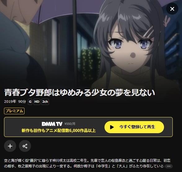青春ブタ野郎はゆめみる少女の夢を見ない DMMTV